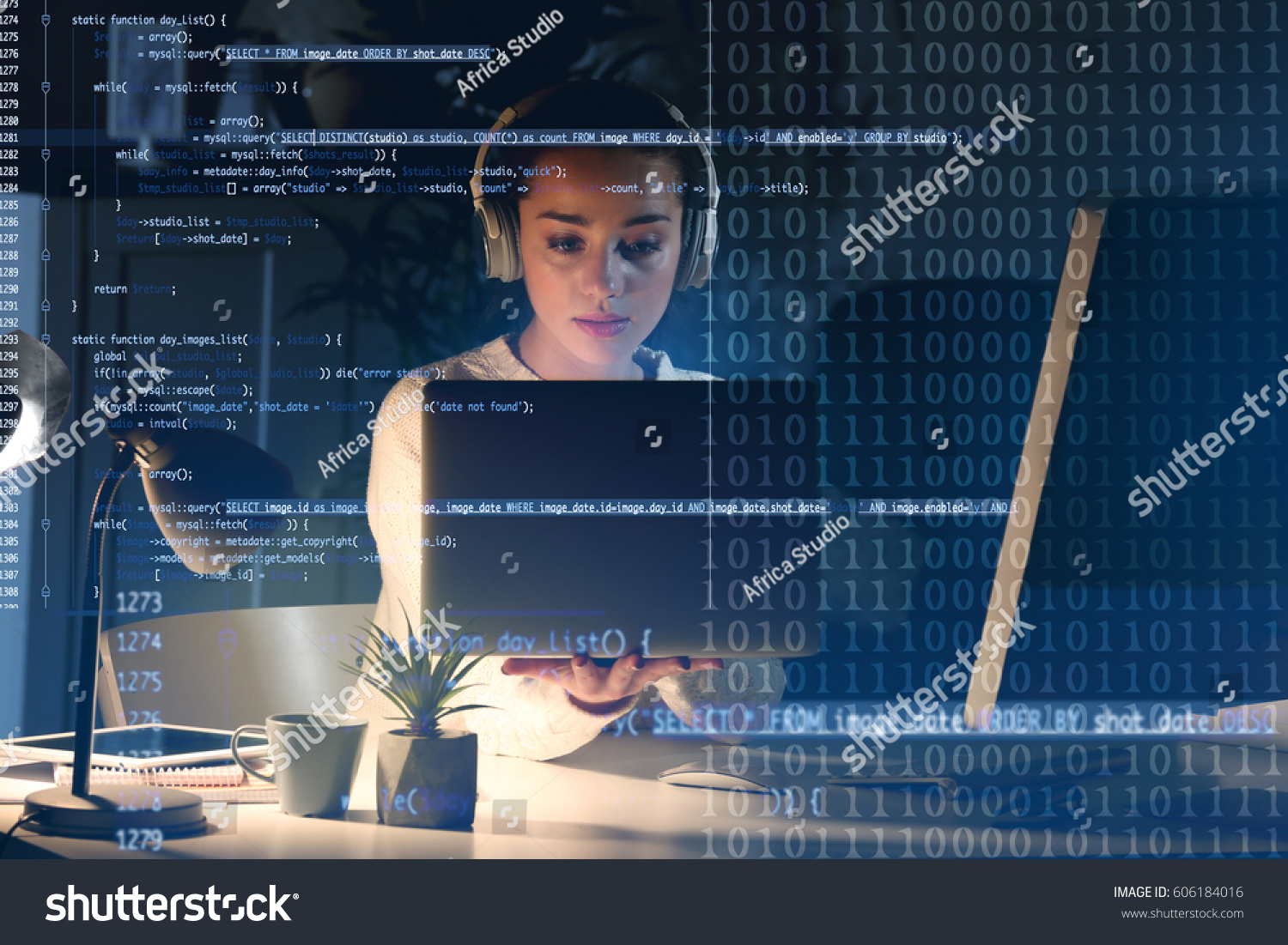 stock-photo-program-development-concept-young-woman-listening-to-music-while-working-with-laptop-606184016